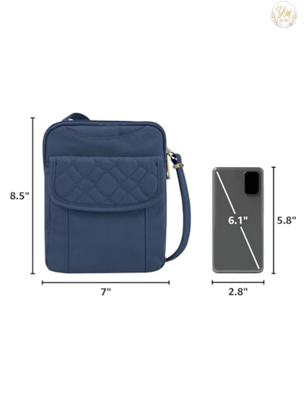 Anti-Theft Quilted Slim Pouch Crossbody with RFID Blocking Slash Resistant Nylon - Picture 2 of 6